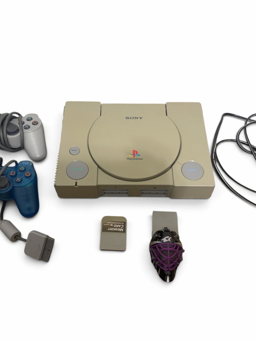 Sony PlayStation 1 PS1 SCPH-9001 Gray Console Bundle w/ 2 Controllers & 2 SD Car